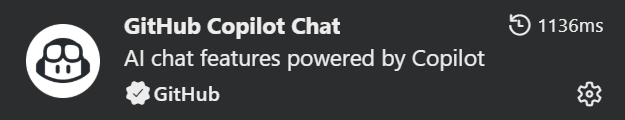 GitHub Copilot Chat extension card in the VS Code Extensions view, showing the GitHub Copilot Chat name, description, and Verified GitHub publisher badge.